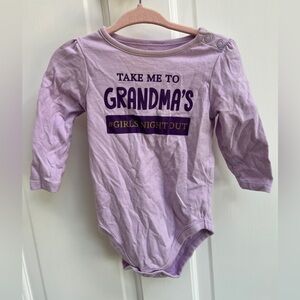 Garanimals 6-9M Take Me to Grandma’s Girls Night Out Purple Long Sleeve Onesie